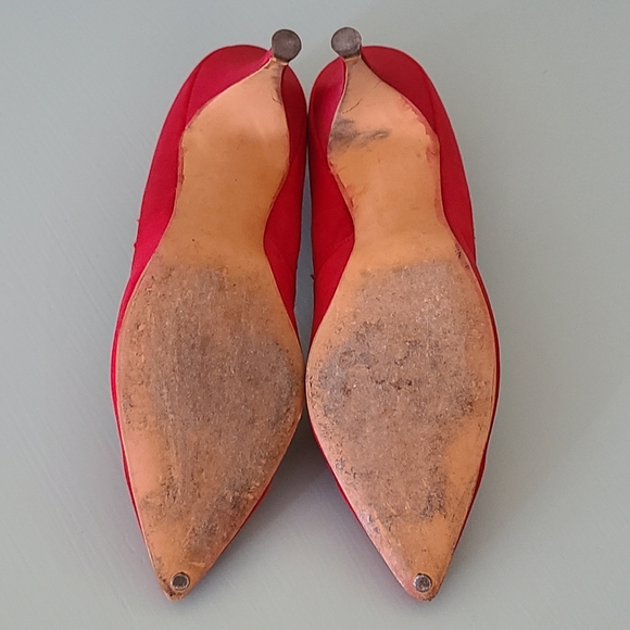 Vintage 1950s Red Satin Pumps size 6 - Picture 7 of 10